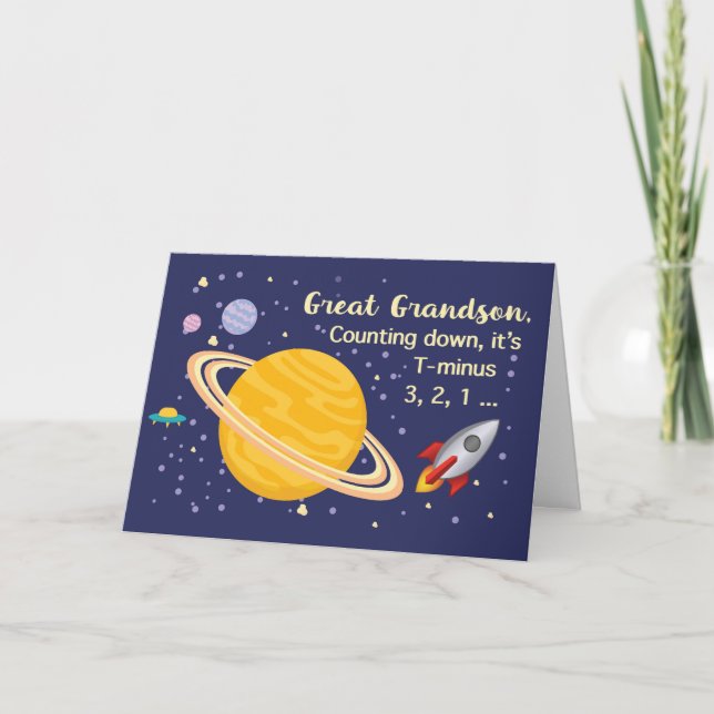 Tarjeta Grandes planetas de cumpleaños en el espacio ultra (Anverso)