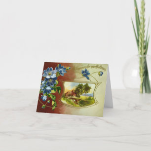 Tarjeta Grandes Violetas Azules Purpura Sereno Paisaje Vin