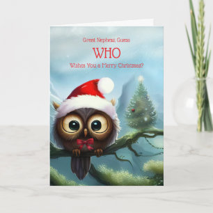 Tarjeta Grandioso sobrino moro lechuza de Navidad