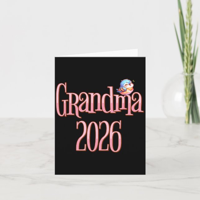 Tarjeta Grandma 2026 Cute Bird New Grandma Pregnancy Revea (Anverso)