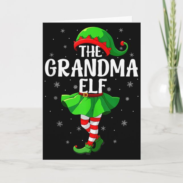Tarjeta Grandma Elf Christmas Girls Women Elf Squad Xmas F (Anverso)