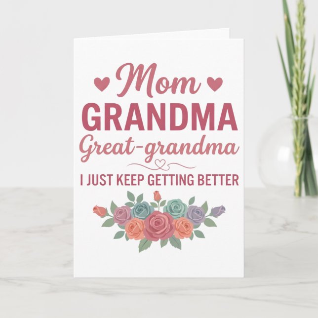 Tarjeta Grandma for Women Mom Grandma Great Grandma (Anverso)