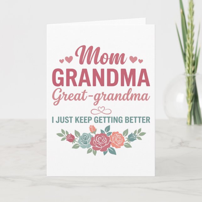 Tarjeta Grandma for Women Mom Grandma Great Grandma (Anverso)