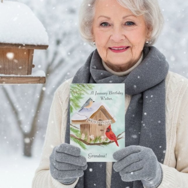 Tarjeta Grandma Happy January Birthday With Birds at Bird (Subido por el creador)