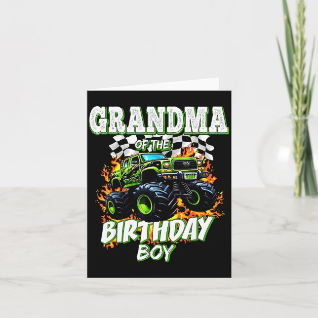 Tarjeta Grandma Of The Birthday Boy Monster Truck Birthday (Anverso)