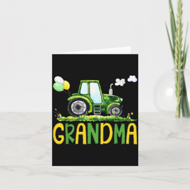 Tarjeta Grandma Of The Birthday Boy Tractor Farm Truck Mat (Anverso)