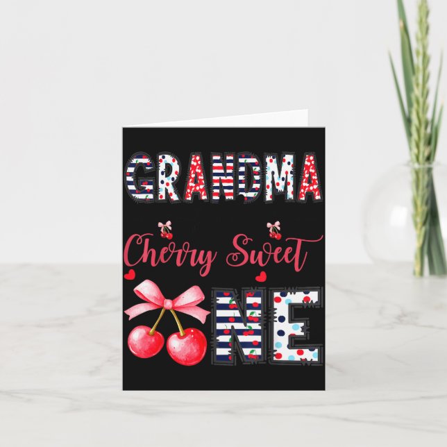 Tarjeta Grandma Of The Cherry Sweet One Coquette 1st Birth (Anverso)