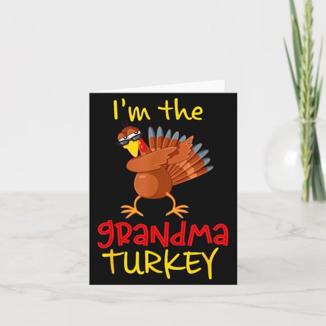 Tarjeta Grandma Turkey Matching Family Group Thanksgiving  (Anverso)