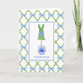 Tarjeta Grandmillennial Chinoiserie Bunny Topiary Blank