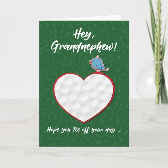 Tarjeta Grandnephew Golf Sports Heart Valentine Preteen (Anverso)