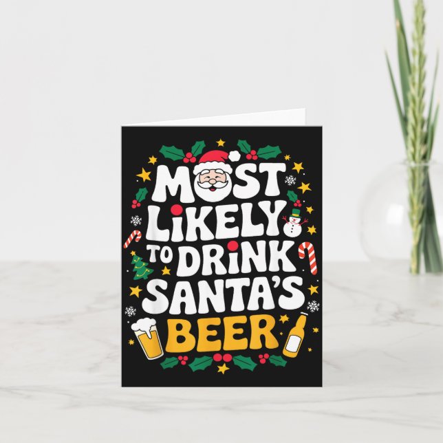 Tarjeta Grandpa Christmas Men Dad Most Likely To Drink San (Anverso)