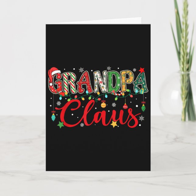 Tarjeta Grandpa Claus Christmas Lights Pajama Family Match (Anverso)