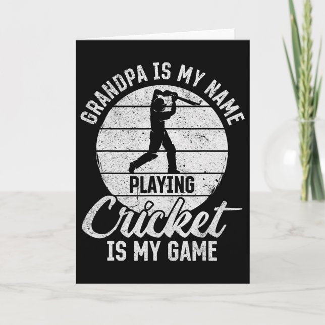 Tarjeta Grandpa Is My Name Playing Cricket Is My Game 1  (Anverso)