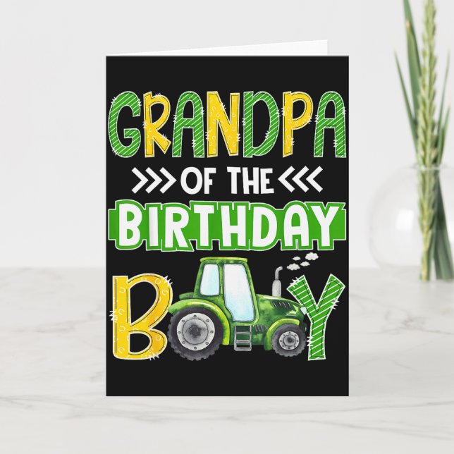 Tarjeta Grandpa Of The Birthday Boy Tractors Farm Trucks F (Anverso)