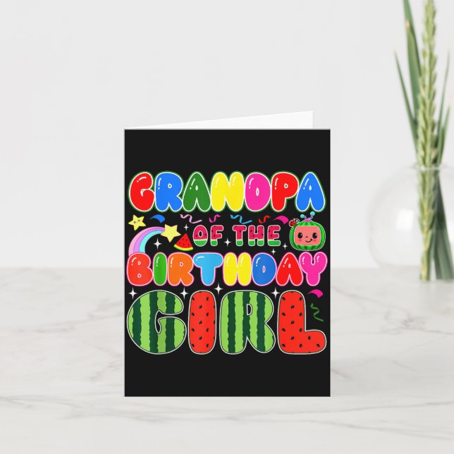 Tarjeta Grandpa Of The Birthday Girl Melon Family Matching (Anverso)