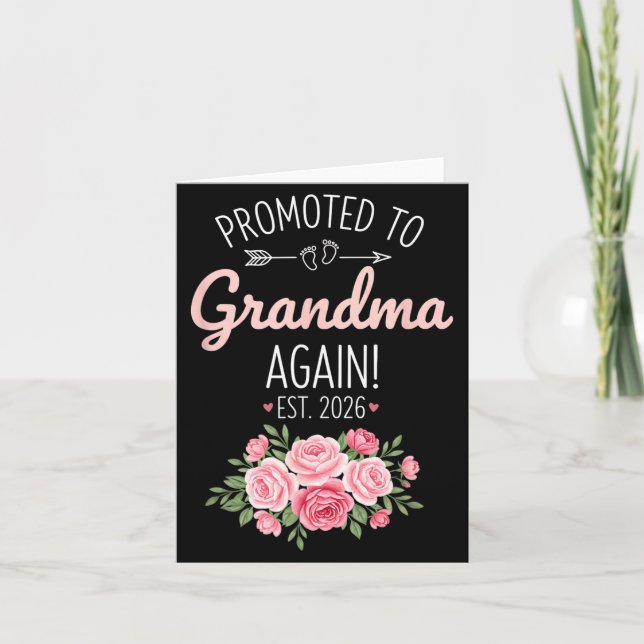Tarjeta Grandparent Promoted To Grandma Again Est. 2026, N (Anverso)