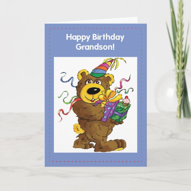 Tarjeta Grandson Birthday Bear (Anverso)