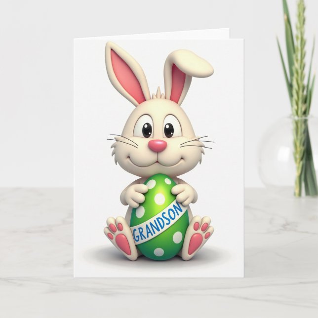 Tarjeta Grandson Bunny Egg Greeting Card (Anverso)