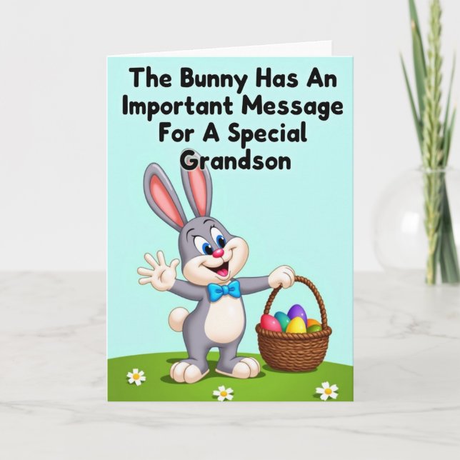 Tarjeta Grandson Bunny Message Card (Anverso)