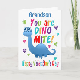 Tarjeta Grandson Día de San Valentín Dinosaur