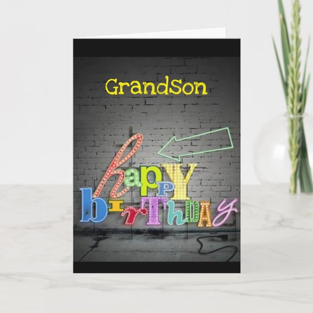 TARJETA **GRANDSON** ESCRIBIR ES EL CUMPLEAÑOS DE LA PARED (Anverso)