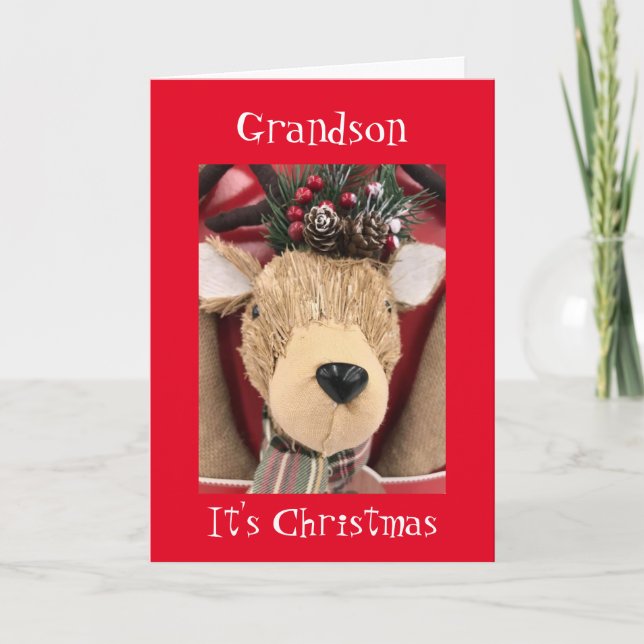 TARJETA **GRANDSON** FEROSAS NAVIDAD DE REINDEER (Anverso)