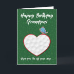 Tarjeta Grandson Golf Sports Heart Birthday<br><div class="desc">Cuando tu nieto es un amante del deporte y más le gusta el golf,  esta carta es perfecta para él. Envíe hoy a su nieto saludos de cumpleaños con esta tarjeta.</div>