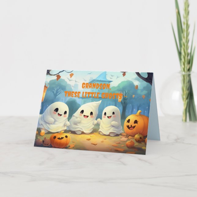 TARJETA GRANDSON HALLOWEEN DE TRES FANTASMAS (Anverso)