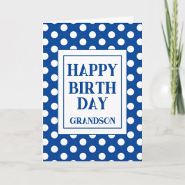 Tarjeta Grandson Happy Birday Blue Polka Dot