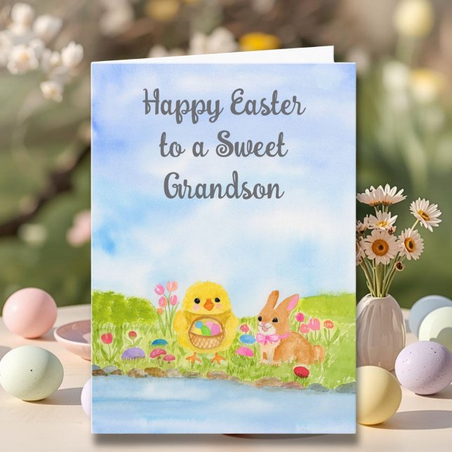Tarjeta Grandson Happy Easter Baby Chick  (Subido por el creador)