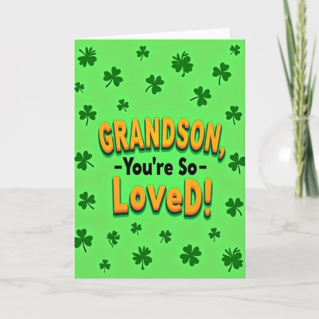 Tarjeta Grandson Loved Bold Text Card (Anverso)