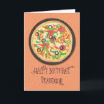 Tarjeta Grandson Tween Teen Pizza Cumpleaños<br><div class="desc">Celebra el cumpleaños de tu nieto con esta tarjeta de pizza. Juega con palabras amadas a pizzas,  la frase será disfrutada por un nieto de entre 12 y 11 años.</div>