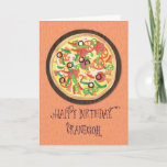 Tarjeta Grandson Tween Teen Pizza Cumpleaños<br><div class="desc">Celebra el cumpleaños de tu nieto con esta tarjeta de pizza. Juega con palabras amadas a pizzas,  la frase será disfrutada por un nieto de entre 12 y 11 años.</div>