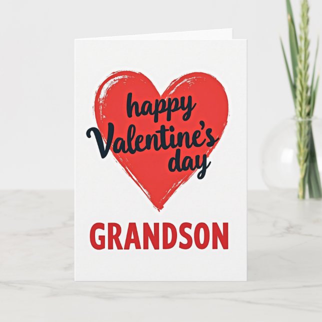 Tarjeta Grandson Valentines Day Heart Card (Anverso)