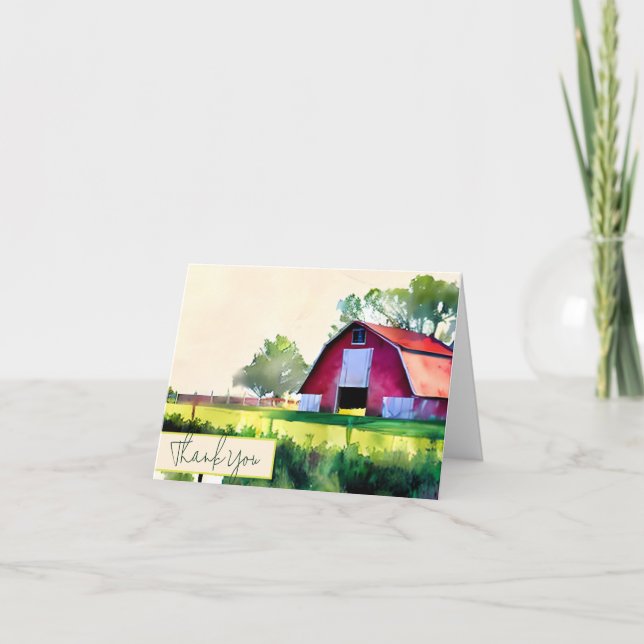 Tarjeta Granero de acuarela personalizable (Anverso)