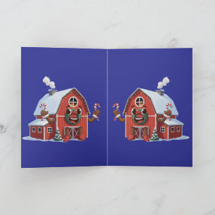 Tarjeta Granero Rojo de Navidad de Dibujos Animados Lindos