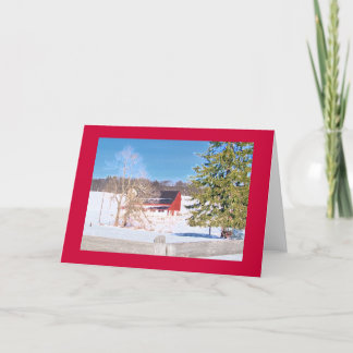 Tarjeta Granero rojo detrás de la cerca en "Pike nacional