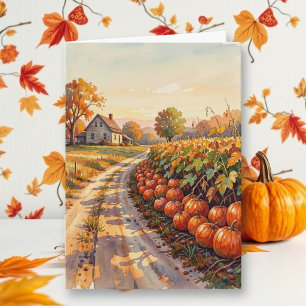 Tarjeta Granja Campestre y Parche de Calabazas   Bendicion
