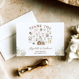 Tarjeta Granja de animales Barnyard Baby Shower Gracias
