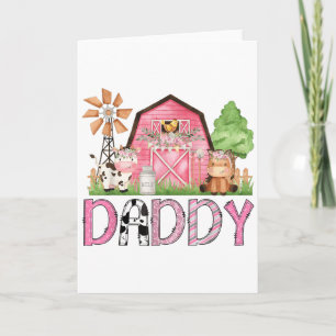Tarjeta Granja de animales rosa del papá Cumpleaños Niños