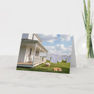 Tarjeta Granja de cumpleaños con tendedero y perro