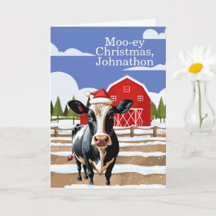 Tarjeta Granja de Navidad Mooey Vaca Personalizada