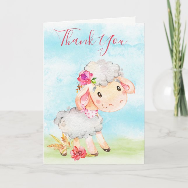Tarjeta Granja de ovejas Chica de acuarela (Anverso)