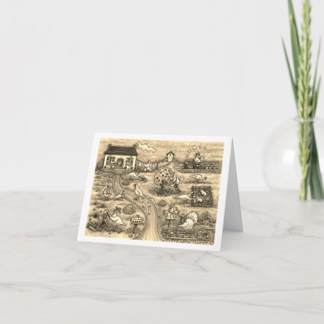 TARJETA GRANJA DE PAVOS, DÍA DE ACCIÓN DE GRACIAS RURAL HU (Anverso)