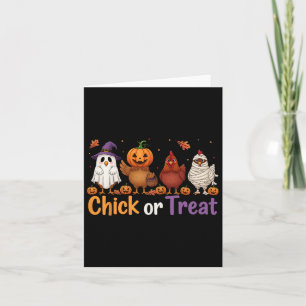 Tarjeta Granja De Pollos De Halloween De Bruja O Trata