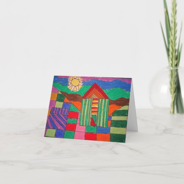 Tarjeta "Granja de trabajo en mosaico" (Bolígrafos y bolíg (Anverso)