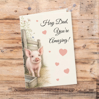 Tarjeta Granja del Cerdito Dulce Papá Increíble Día del Pa