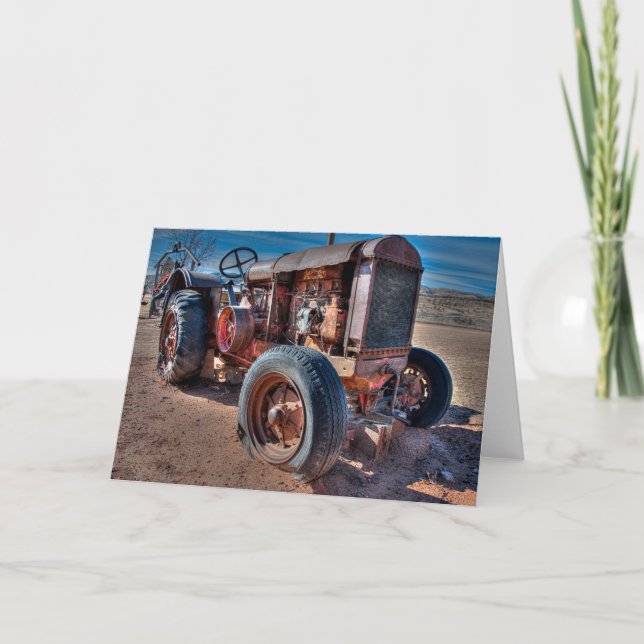 Tarjeta Granjas | Rusty Antique Tractor (Anverso)