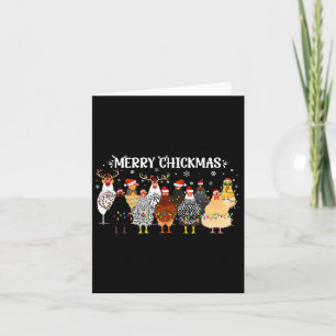 Tarjeta Granjero de pollo de Feliz Navidad Santa Sombrero 