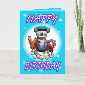 Tarjeta Granjero del pollo de la koala del dibujo animado
